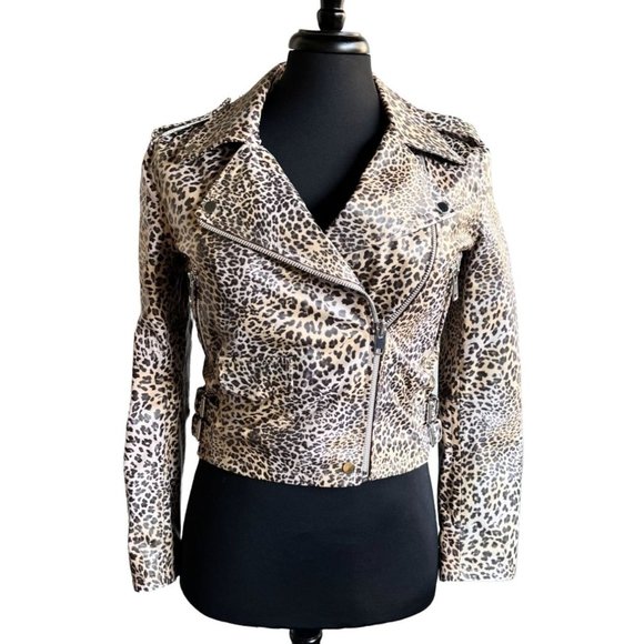 Walter Baker Jackets & Blazers - Walter Baker francis leather moto jacket leopard print NWOT size large